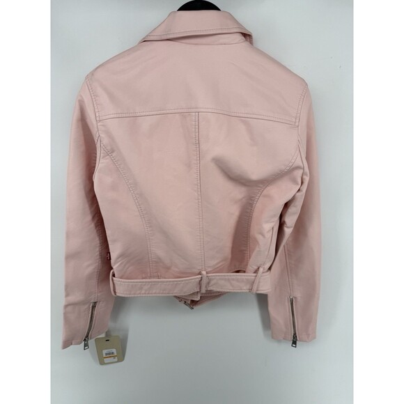 Levi's Women's Faux Leather Belted Motorcycle Jacket, Light Pink S - Picture 3 of 3